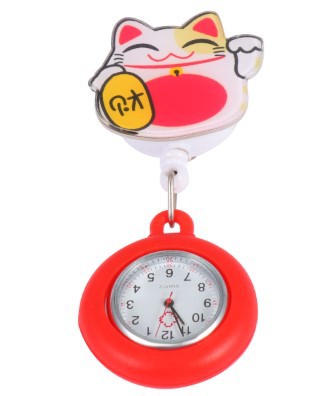 Reloj de enfermera retráctil con clip, diseño de dibujos animados, reloj de bolsillo médico para doctores y estudiantes, al por mayor