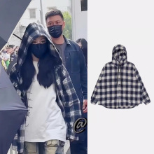 【热巴格子】韩风热巴同款格子连帽加绒衬衣外套百搭显瘦慵懒外套