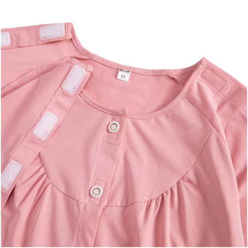 Summer easy-to-wear hospital gowns, short-sleeved pure cotton nursing gowns, stroke patient recovery clothes, orthopedic fracture patient gowns