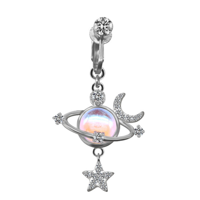 1 Piece Sexy Star Moon Planet Stainless Steel Plating Zircon Belly Ring display picture 2