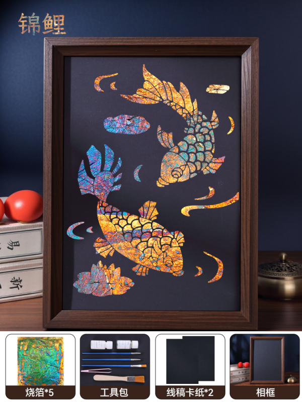 非遗金箔画手工材料包拓印烧箔画母亲节手工暖场团建活动装饰|undefined