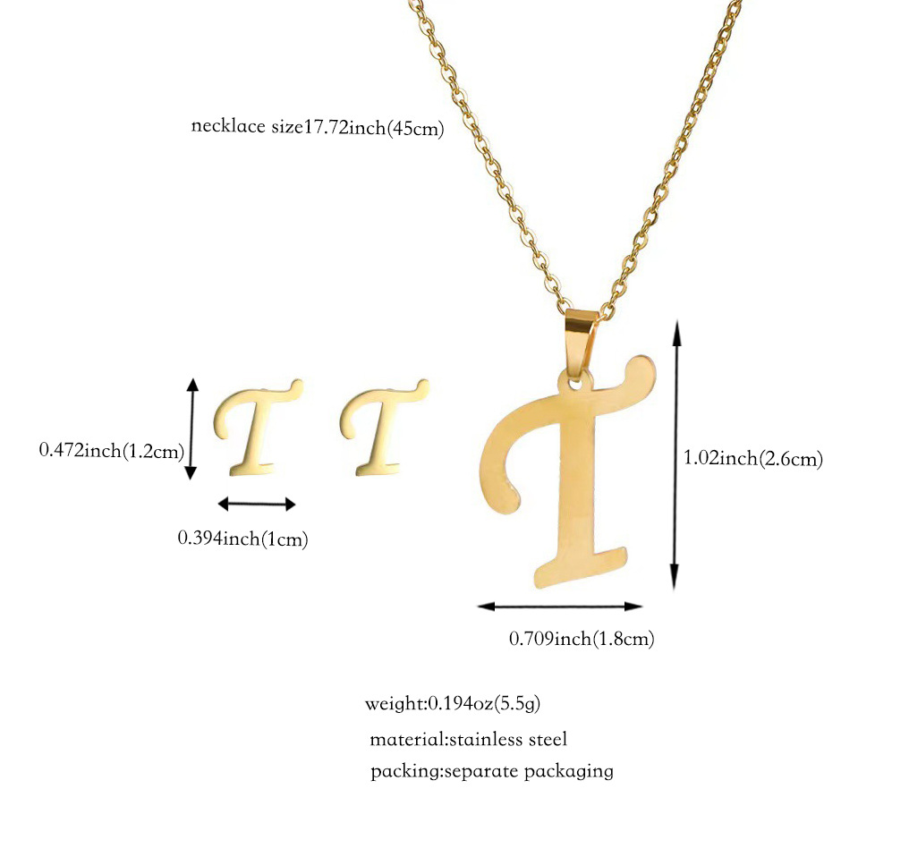 Joyería de titanio, colgante y pendientes unisex, letras inglesas, resistentes al desgaste