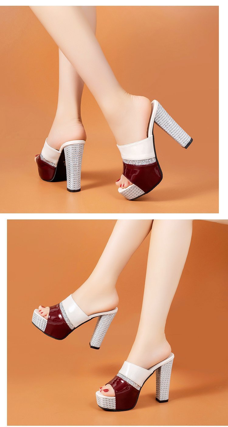 발편한여성샌들 가보시힐 규빅비즈샌들 여성뮬슬리퍼형샌들