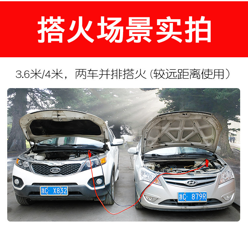 Car Battery Jumper Cables with Large Protective Clamps for Connecting the Battery