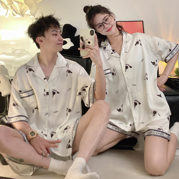 Mickey pareja pijama de mujer verano de manga corta seda hielo japonesa inns lindos gran seda ropa de hombre para el hogar