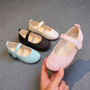 2025 Spring and Autumn Korean Style New Girls' Leather Shoes Foreign Trade Order Princess Single Shoes Children's Velcro Performance Dance Shoes