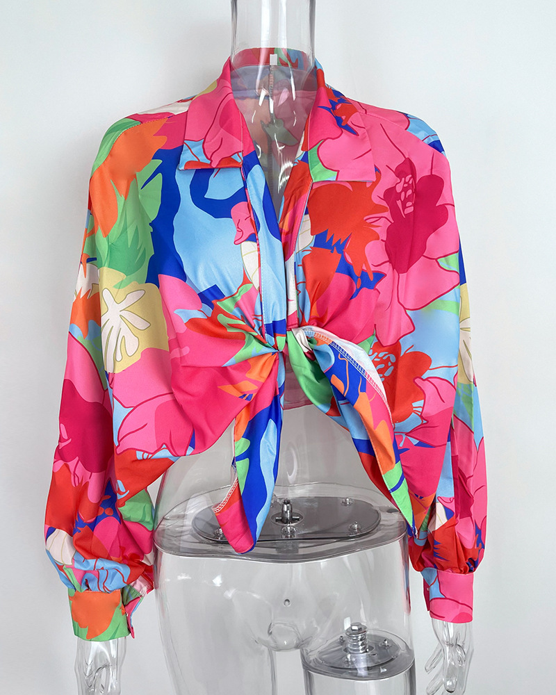 Printing Pattern Summer Season Women'S Gender Printing Design Fashion Style Wholesale Women'S Fashion Printing Long Sleeve Printing Blouses