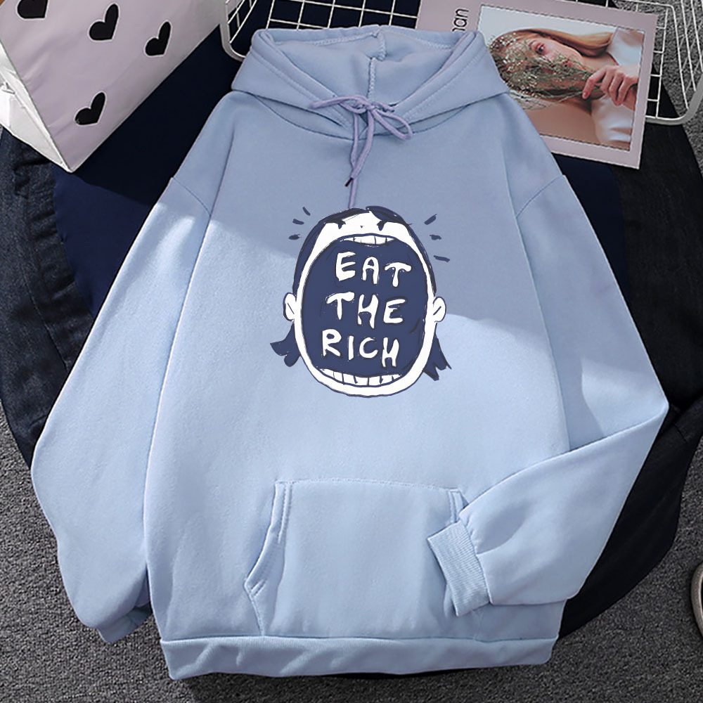 Eat The Rich Funny Graphic Hoodies Sudaderas Hombre Long