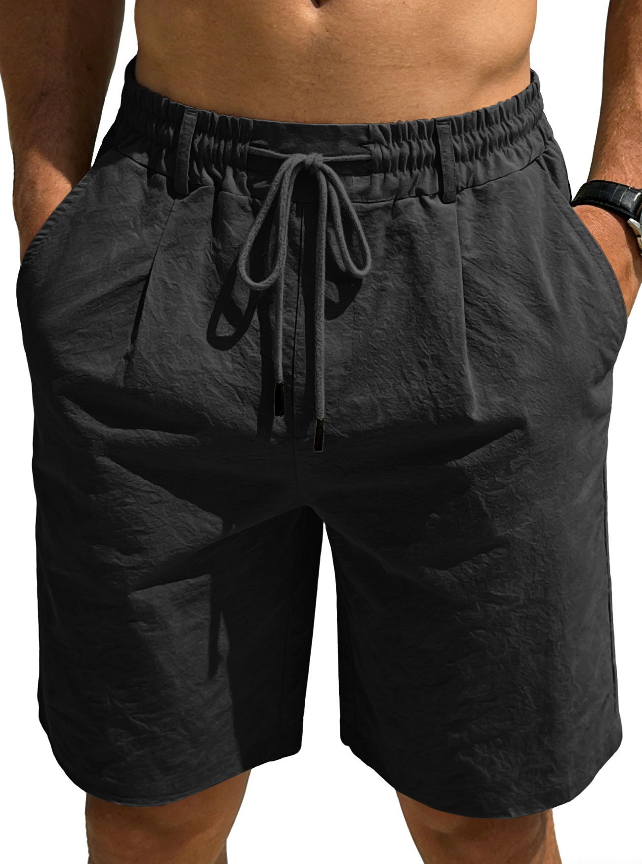 Transfronterizo Amazonwish comercio exterior hombre nuevo suelto lino pull-out pantalones deportivos casuales de color puro