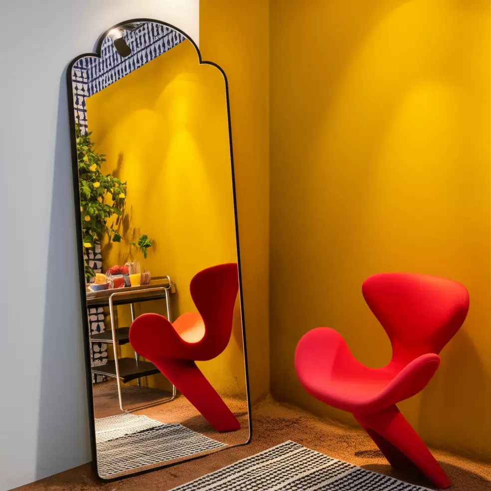 外贸出口镜现代简约镜子全身镜中古落地镜装饰艺术北欧玄关穿衣镜