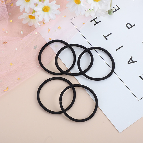Cross-border Korean style thick 4mm black high elastic hair seamless hair rope hair ring diy accessories headwear gifts wholesale