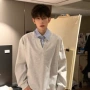 宽松长袖翻领美式卫衣