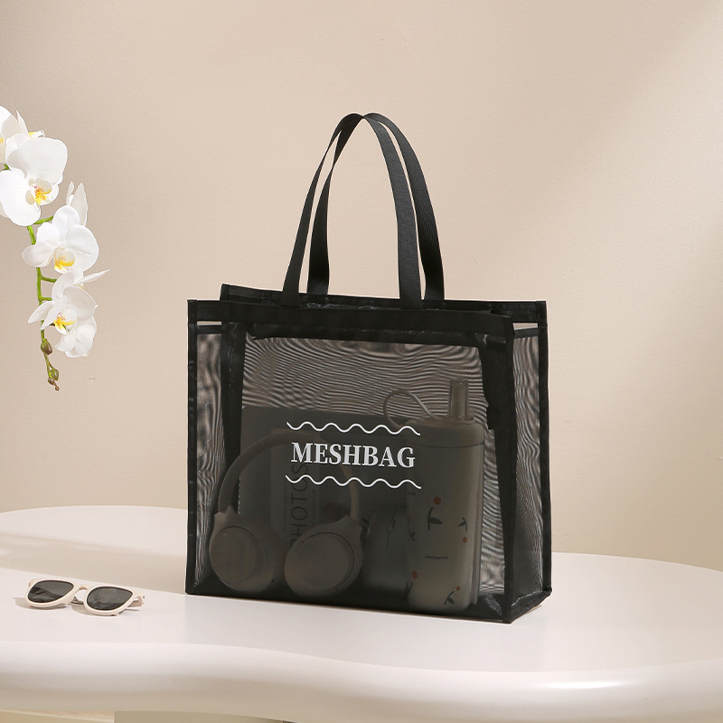 Bolsa de nailon de malla de gran capacidad impermeable, bolsa de cosméticos, bolsa de baño de almacenamiento y lavado transpirable portátil para damas de alta gama