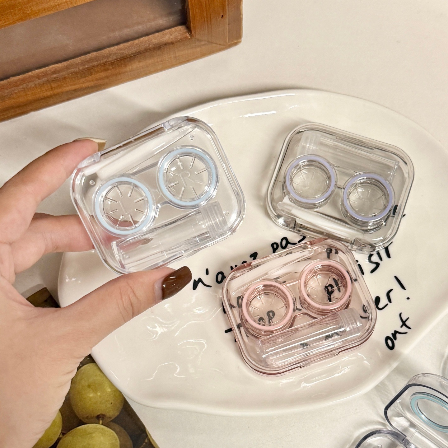 コンタクトレンズケース携帯透明ミニシンプル一体型カップルケース美瞳二重ケースは、カバーas755をねじる必要はありません