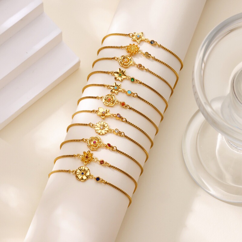 Hot-Selling Titanium Steel Non-Fading December Birthstone Pendant Bracelet, Light Luxury High-End Jewelry Wholesale