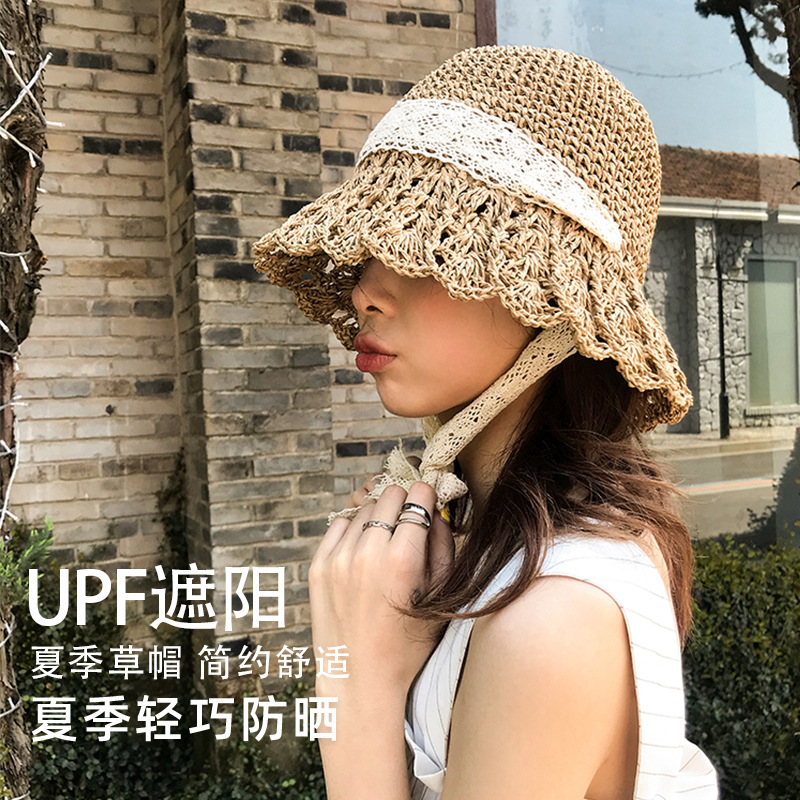 Lace retro universal beach summer fashionable woven sun hat