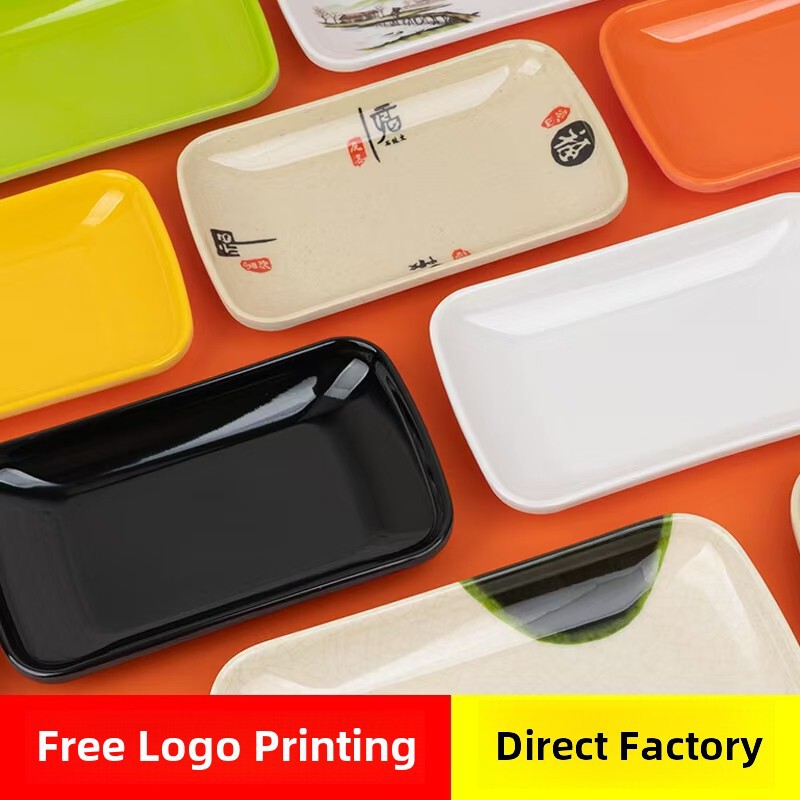 Melamine Rice Roll Tray Commercial Hot Pot Restaurant Side Dish Tray Restaurant Special Tray Imitation Porcelain Rectangular Fast Food Tray