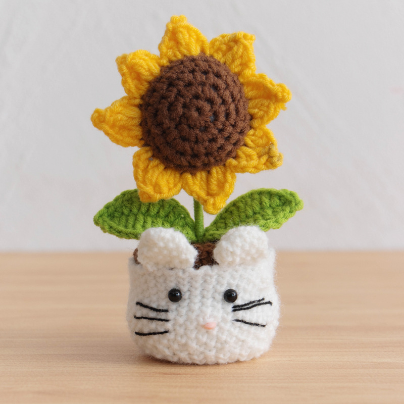 Acabado tejido a mano lirio de los valles en macetas adornos para el hogar tejido de flores artificiales hilo de lana ramo de ganchillo regalo de flores falsas