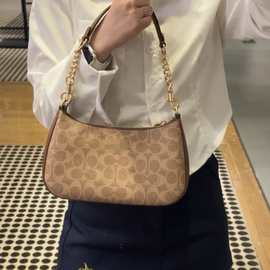 寇家2025新款代够teri腋下包单肩斜跨手提经典老花通勤百搭麻将包