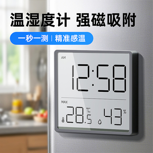 Indoor Thermometer Household Baby Room Temperature and Humidity Meter Electronic Clock High-Value Magnetic Temperature and Humidity Meter