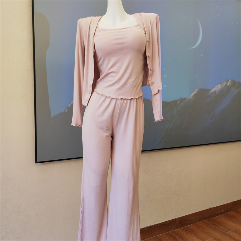 8320.4#누드 핑크 조끼 + 바지 + 재킷 [고정 가슴 패드]