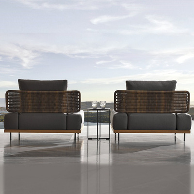 Sofá al aire libre transfronterizo patio nórdico todo el aluminio ocio arte combinación de silla de caña al aire libre muebles de caña combinación de mesa de té