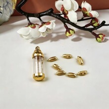 黄铜防水七粒米嘎乌盒项链透明吊坠钥匙扣可打开挂件项链空心批发