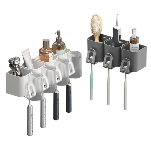 Toothbrush rack, punch-free mouthwash cup, bathroom brushing cup, wall-mounted shelf, electric toothbrush family set