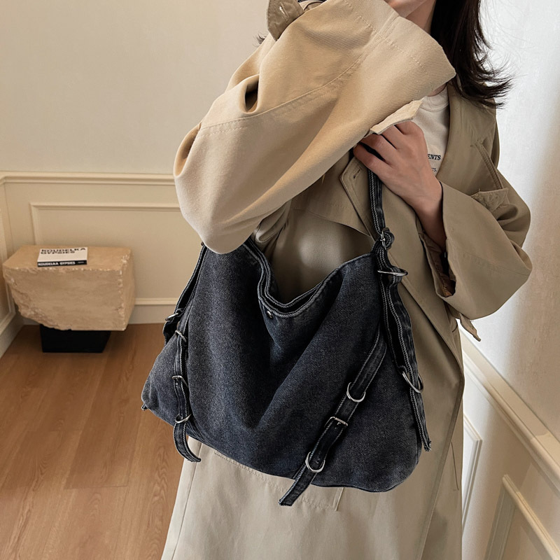 Nuevo bolso de hombro de estilo perezoso lavado de agua vaquero literatura y arte tote bolso transfronterizo de gran capacidad 100 bolsas de ocio moda