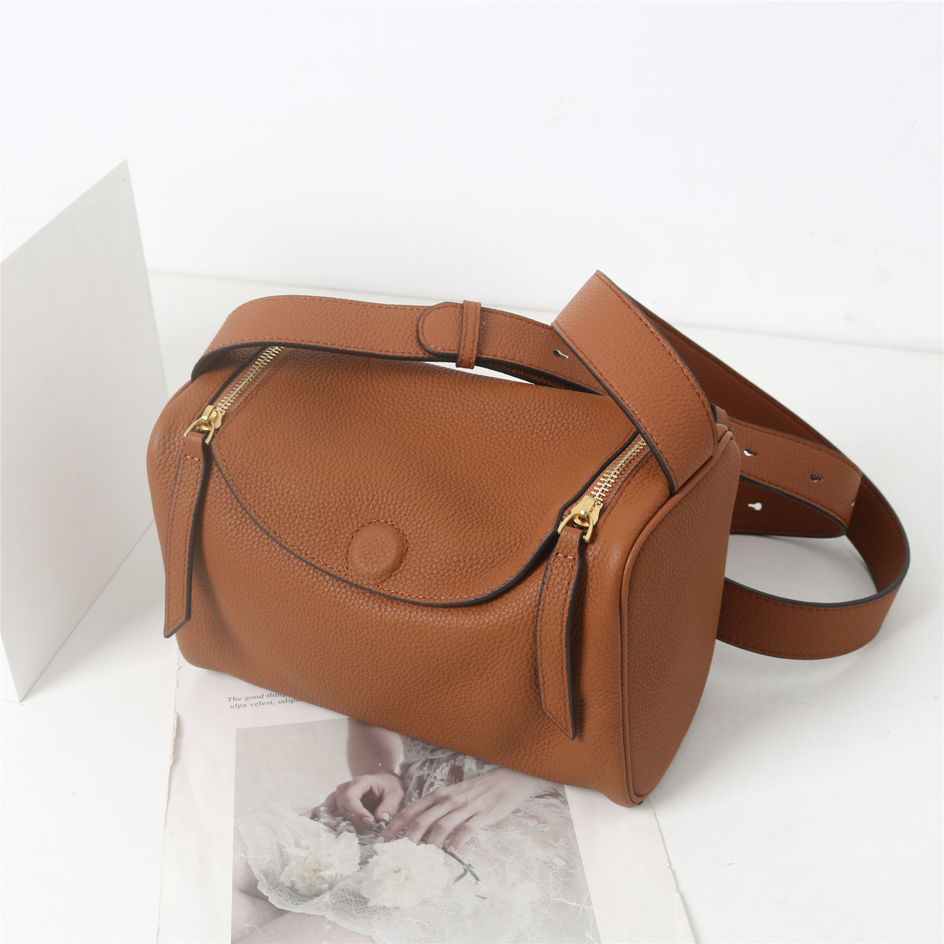 Togo Top Grain Cowhide 2025 New Boston Pillow Bag Genuine Leather Luxury Texture Commuter Shoulder Crossbody Bag For Women - Thumbnail 8