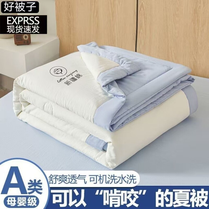 Maternal and Infant Grade a Xinjiang Pure Cotton Summer Quilt, Antibacterial, Machine Washable, Air-Conditioned Quilt Core, Summer Pure Cotton Thin Quilt