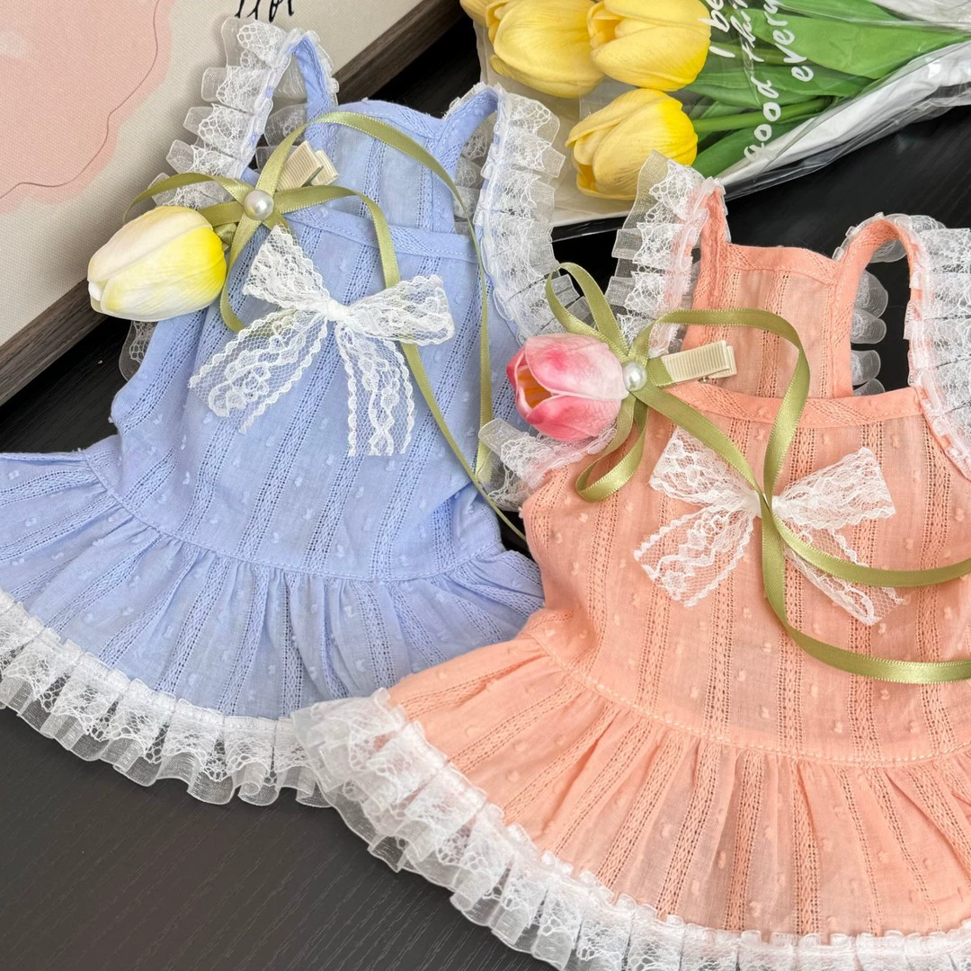 Летняя дышащая корейская юбка на подтяжках для собак и кошек, одежда для домашних животных, одежда для щенков, Тедди Бишон Шнауцер