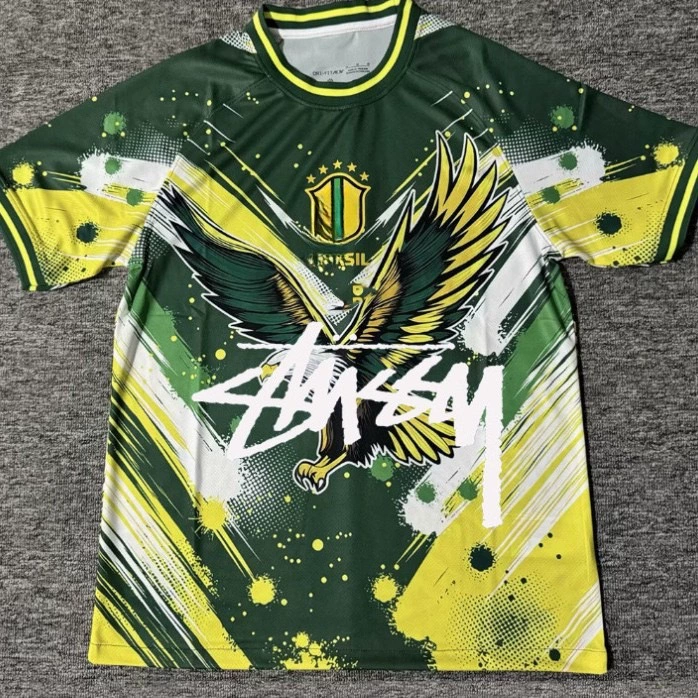 Футболка Stussy Stussy с подписью, Аргентина, Интер, Бразилия, Италия, Фламенго, короткие рукава