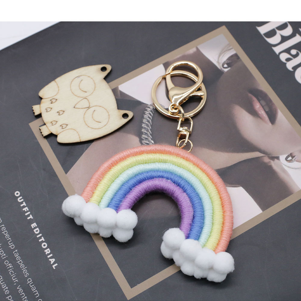 Streetwear Rainbow Cotton Women's Bag Pendant Keychain display picture 2