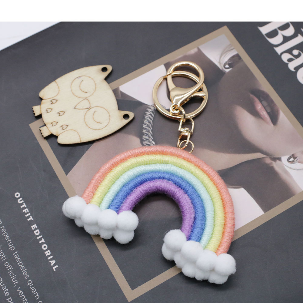 Cotton Material Rainbow Pattern Women's Gender Streetwear Style Streetwear Rainbow Cotton Women's Bag Pendant Keychain