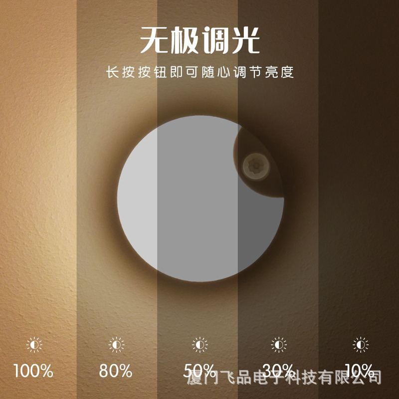 新しいセンサーライト人体センサーライトスマート寝室通路トイレ調光可能な磁気吸引充電式 LED ナイトライト|undefined