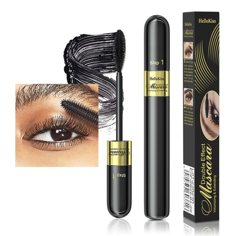 HelloKiss double-effect 4D mascara 2-in -1 slender long curly thick non-blooming waterproof mascara cross-border