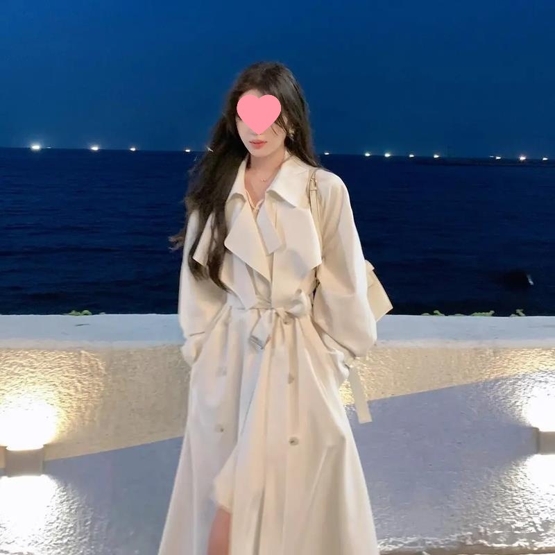 2025秋季新款高级感白色风衣外套女中长款收腰垂感英伦风休闲大衣|undefined