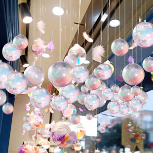 Hanging Ornaments Decorative Hanging Ornaments Acrylic Transparent Ball Plastic Ball Hollow Ball Opening Holiday Hanging Ceiling Layout