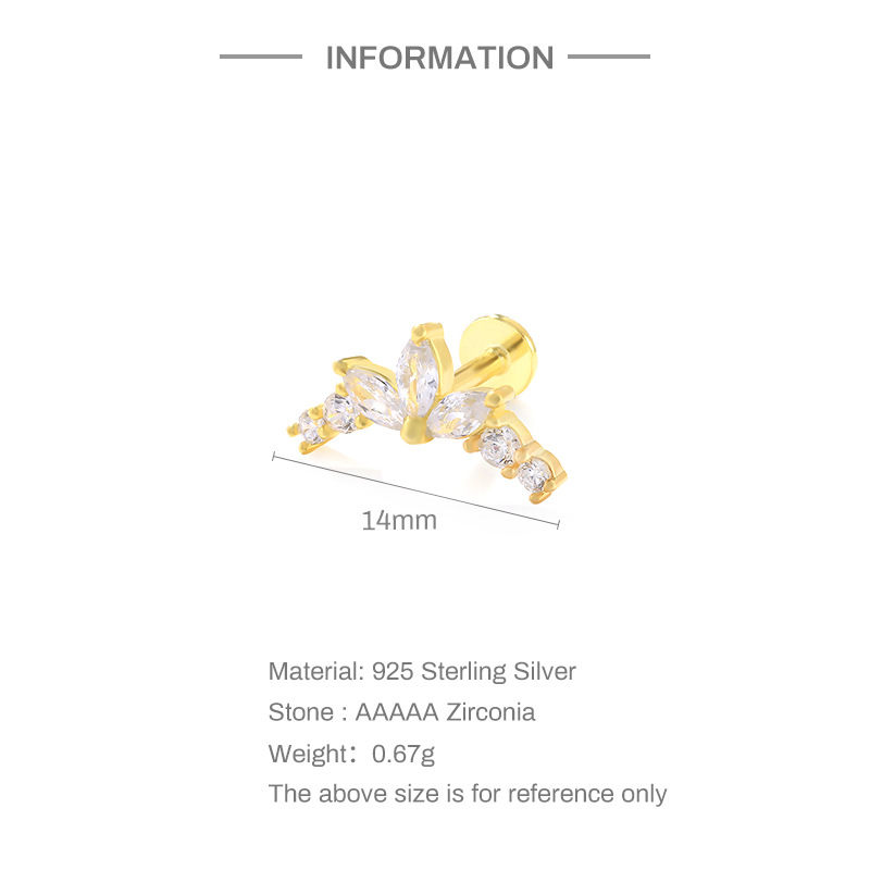 Ear Studs Classification 1 Piece Quantity 1 Piece Ear Cartilage Rings & Studs Fashion Cross Circle Flower Silver Plating Inlay Zircon