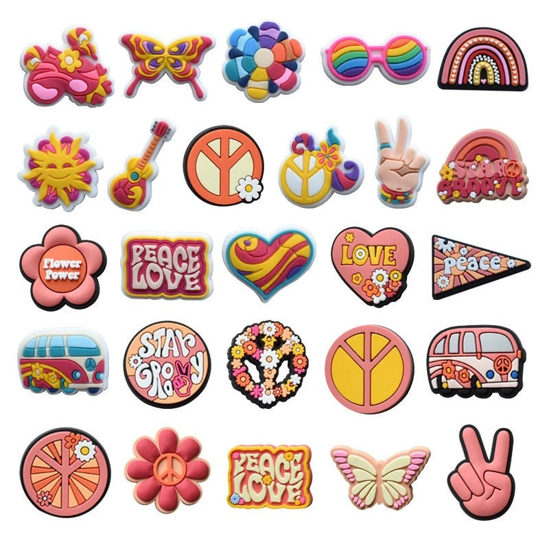 Amazon трансграничная обувь цветок мир любовь ПВХ мультфильм мягкая резиновая обувь с отверстиями аксессуары обувь украшения аксессуары в наличии