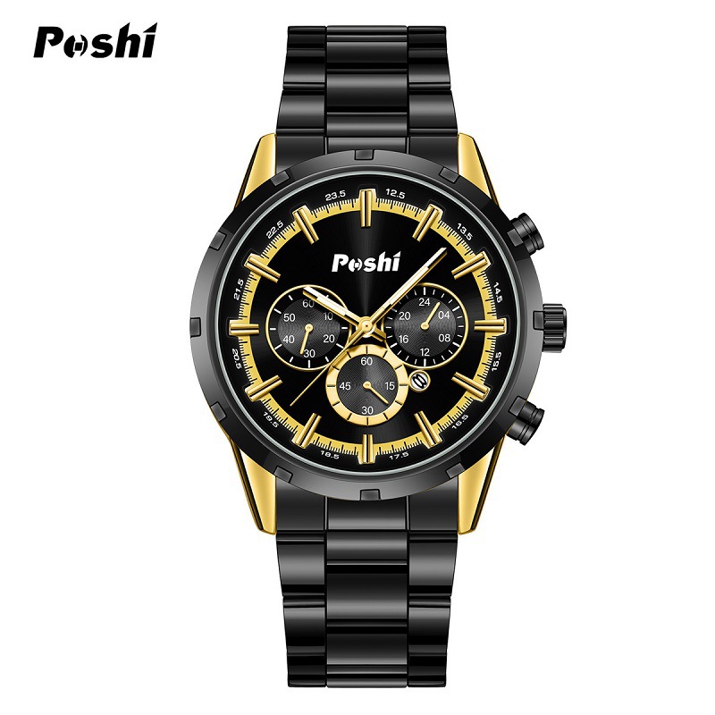 POSHI hombres de negocios reloj impermeable moda casual reloj de cuarzo calendario luminoso coreano reloj de hombre