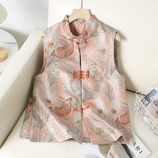 New Style Elegant Printed Vest Jacket Women's 2025 Spring and Autumn New Chinese Style National Style Ware Top Middle-aged Women's Wear