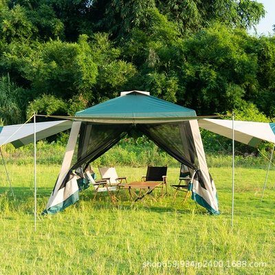Portable and Easy to | Çadırlar - dark-green-khaqi-pergola-4-sided-cloth-2-pairs-of-hall-poles-more-than-8-people