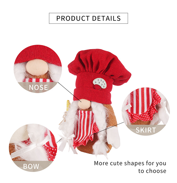 Wholesale Red Knitted Chef Hat Rudolph Doll Christmas Decoration Nihaojewelry display picture 7