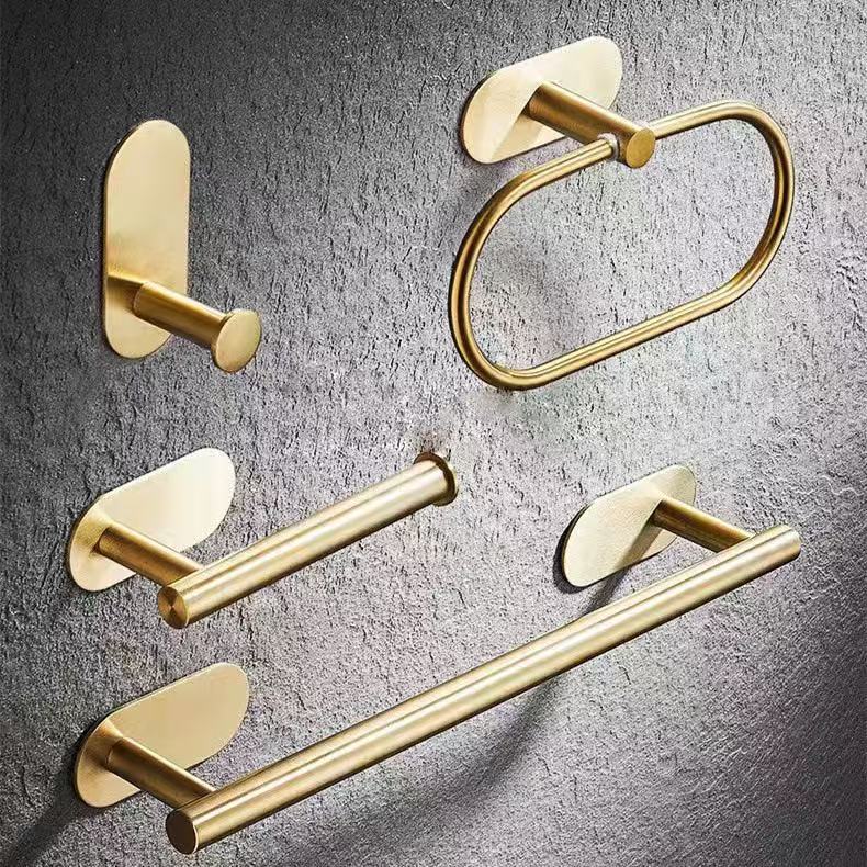 Cross-Border Stainless Steel Bathroom Accessories Set, Wall-Mounted Towel Bar, No-Drill Paper Towel Holder, Multi-Functional Hook