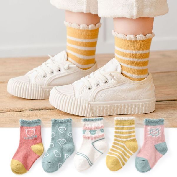 Calcetines para bebé Clase A Primavera y otoño Dibujos animados Calcetines de algodón coreano Calcetines para niños de tubo medio de invierno para bebés Calcetines para niños y niñas
