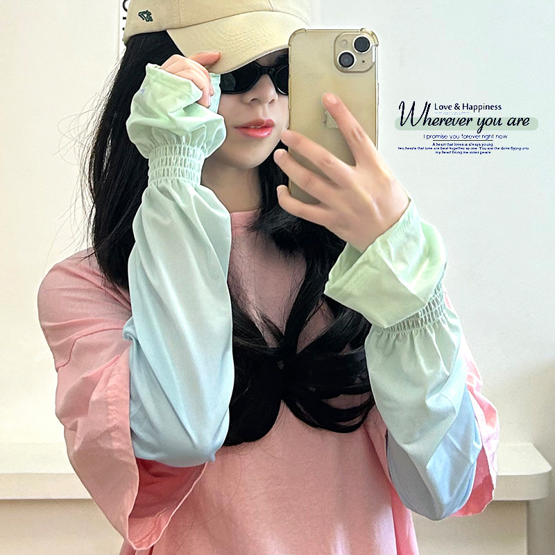 Verano protector solar hielo manga de hielo para mujeres ins manga suelta anti-UV hielo manga de ciclismo al aire libre secado rápido