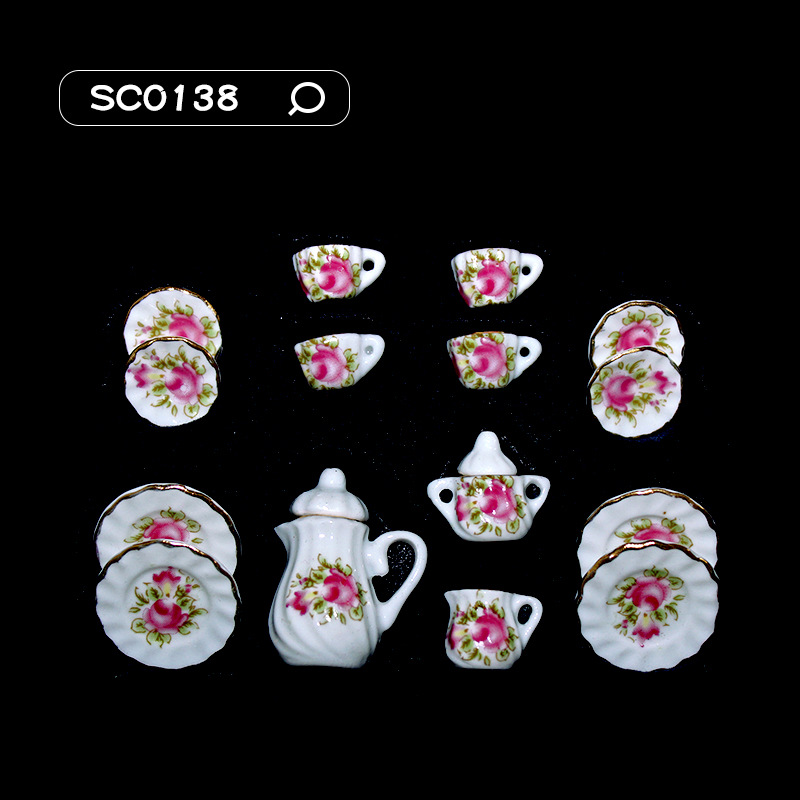 52Dollhouse miniatura comida y juego escena modelo Dollhouse accesorios mini juego de té cerámica taza té SC