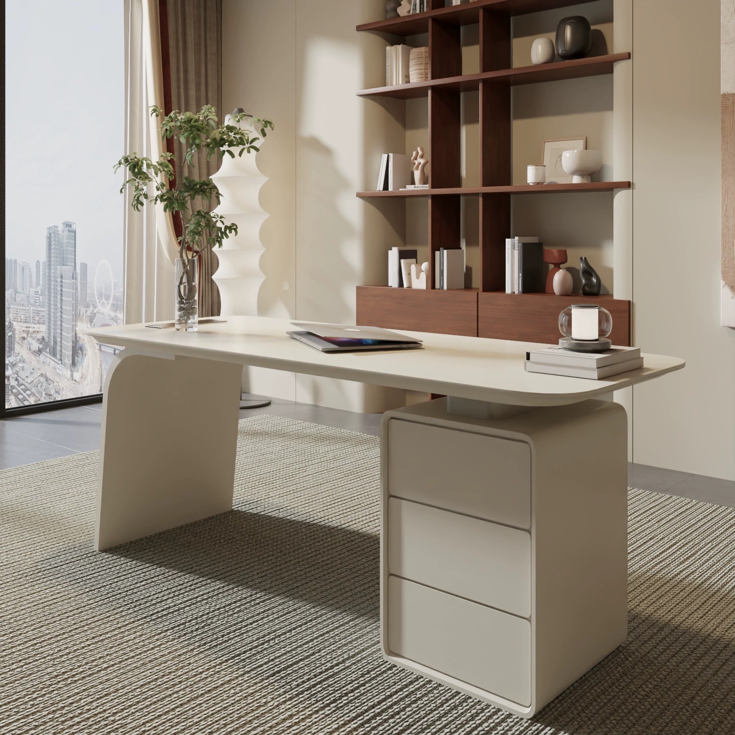 Escritorio de estudio italiano minimalista pintura curada simple salón de belleza moderno escritorio de computadora mesa de consulta de belleza oral